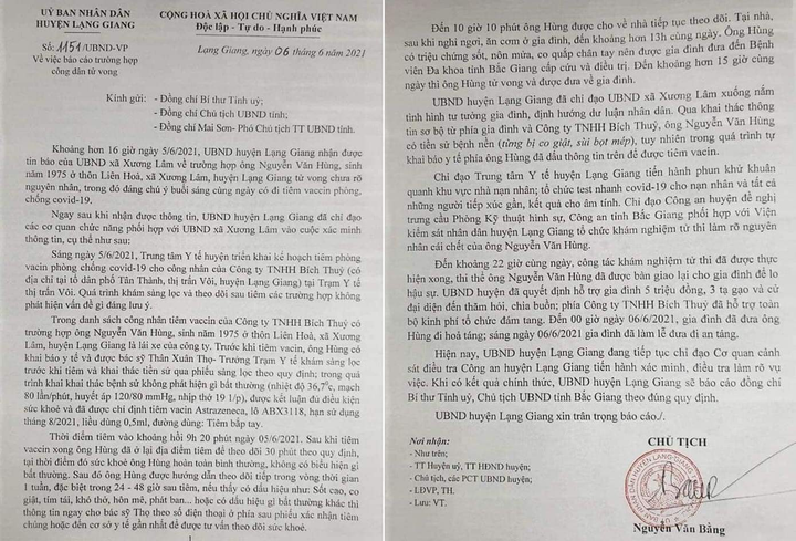 Điều tra nguyên nhân tài xế Bắc Giang chết sau khi tiêm vaccine phòng COVID-19 - 1