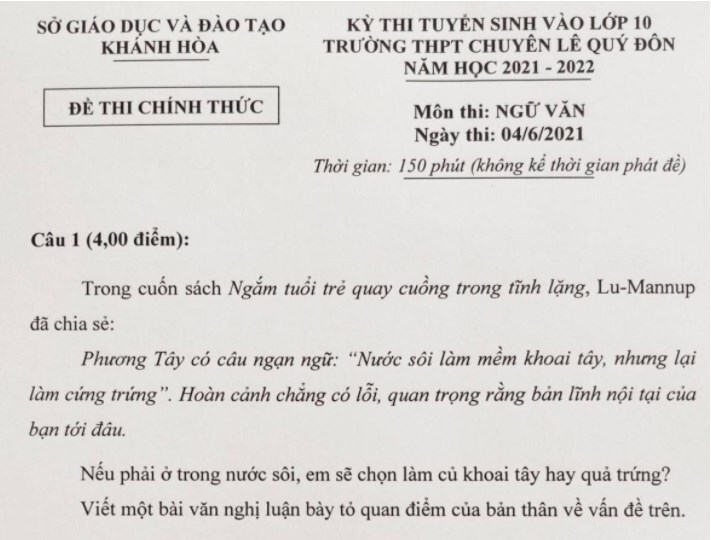 Đề chuyên Văn lớp 10 ở Khánh Hòa: 'Đừng biến học sinh 15 tuổi thành nhà lý luận' - 1