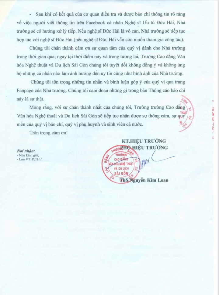 Miễn nhiệm chức vụ Phó Hiệu trưởng của NSƯT Đức Hải Nghệ sĩ Đức Hải bị miễn nhiệm chức vụ Phó Hiệu trưởng - 3