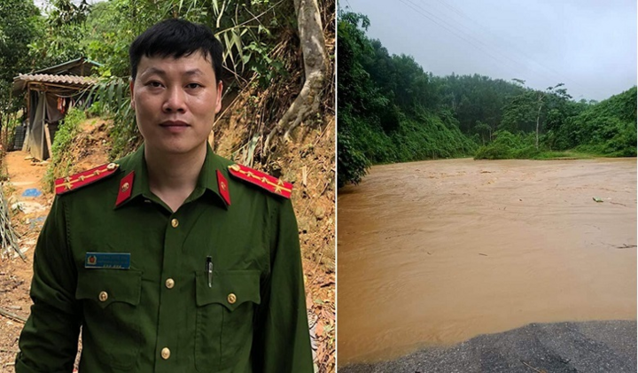 Đại úy công an lao xuống dòng lũ xiết cứu người - 1