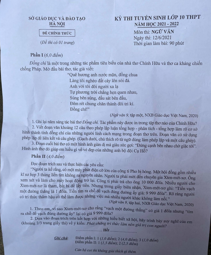 Đề Văn thi vào lớp 10 Hà Nội: Tri thức làm nên giá trị con người? - 1