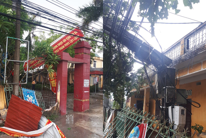 Thái Bình xuất hiện vòi rồng đen cực mạnh, thổi bay hàng loạt công trình - 1