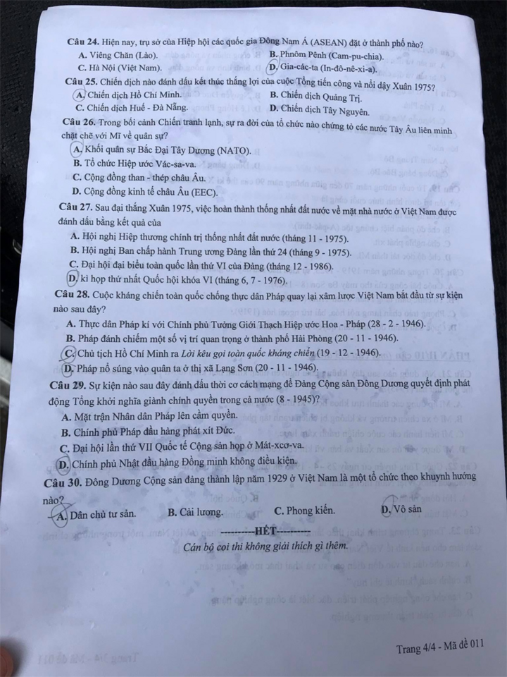 Đề môn Lịch sử thi vào lớp 10 THPT công lập Hà Nội - 4