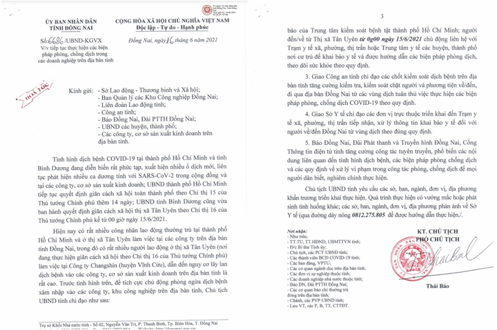 Kiểm soát người lao động đến từ vùng dịch đang làm việc tại Đồng Nai - 1