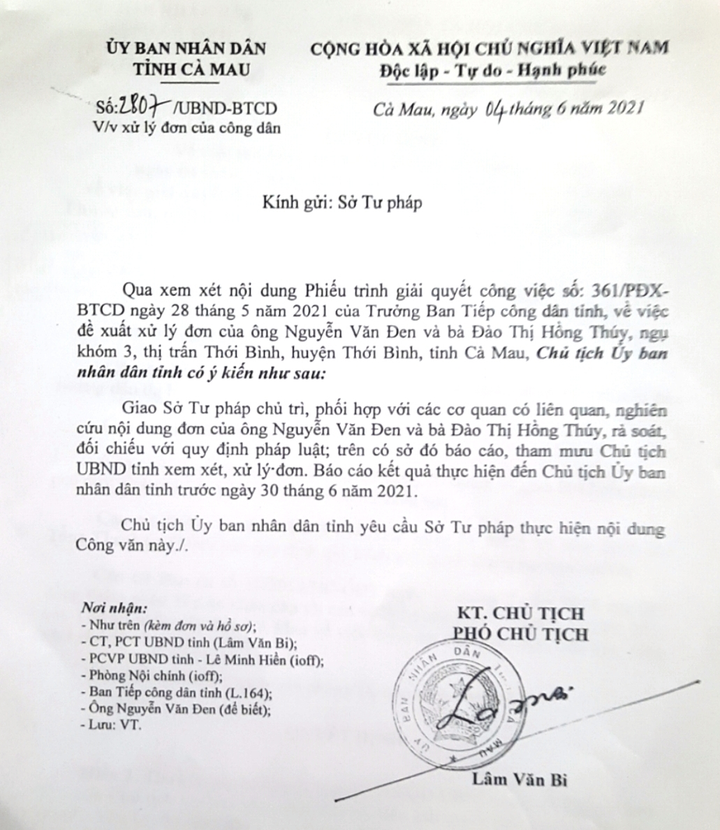 Cặp vợ chồng đòi UBND tỉnh Cà Mau bồi thường hơn 2,8 tỷ đồng - 1