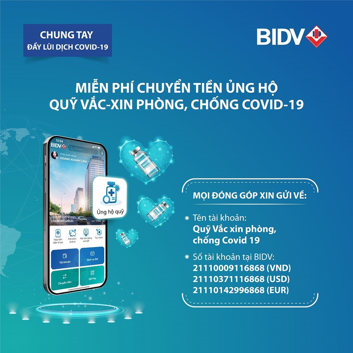Chuyển tiền ủng hộ không cần nhớ số tài khoản ngay trên app của BIDV - 1