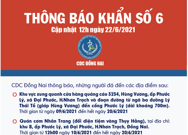 Đồng Nai tìm người đến 8 địa điểm liên quan đến bệnh nhân COVID-19 - 1