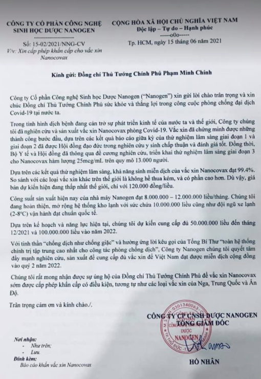 Nanogen xin cấp phép khẩn cấp cho vaccine Nanocovax sản xuất tại TP.HCM - 2