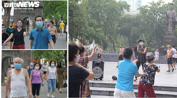 Người Hà Nội ra đường tập thể dục, nghiêm túc phòng dịch sau ngày giãn cách - 6