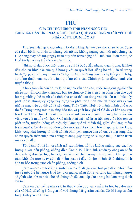 Chủ tịch Thừa Thiên - Huế: Tình cảm nhân dân là cảm hứng để vun đắp giấc mơ Huế - 2