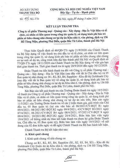 Xử lý nhanh chóng các vấn đề tại Khu đô thị Goldmark City - 2