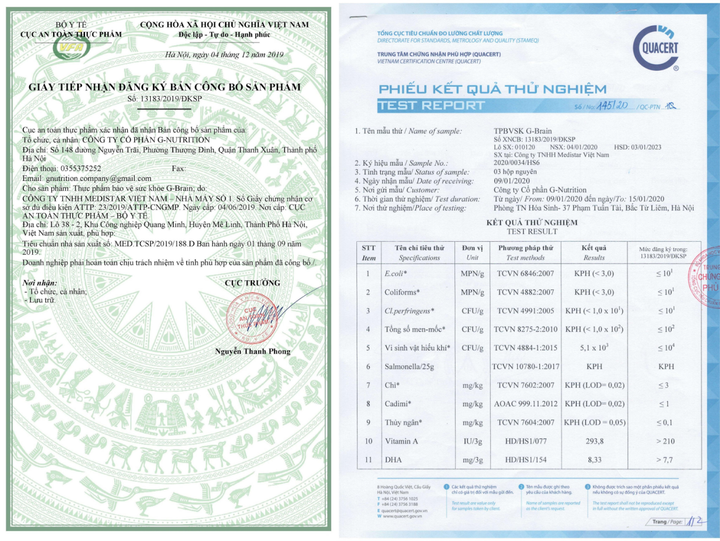 Những minh chứng cho sản phẩm cốm trí não GBrain 'An toàn - chất lượng' - 2