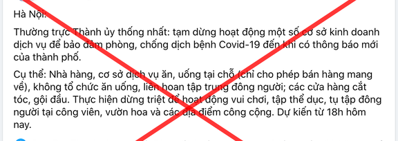 Thực hư thông tin tạm dừng cơ sở ăn uống, cắt tóc từ 18h hôm nay - 1