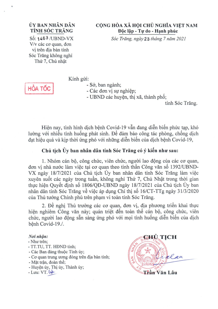 Chủ tịch Sóc Trăng yêu cầu cán bộ, công chức không nghỉ thứ 7, chủ nhật - 1
