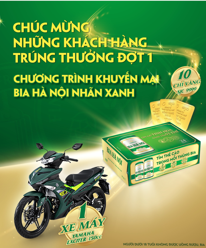 Hàng trăm ngàn khách hàng may mắn trúng thưởng khuyến mại Bia Hà Nội hè 2021 - 2