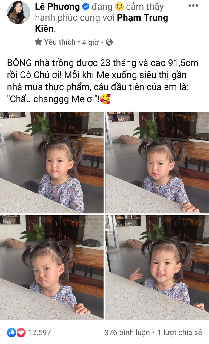 Diễn viên Lê Phương bức xúc khi con gái 2 tuổi bị miệt thị ngoại hình - 1