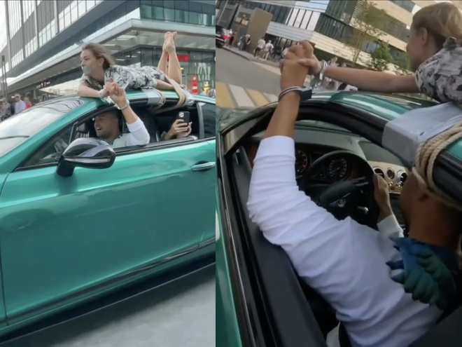 Cảnh sát Nga điều tra blogger trói bạn gái trên nóc ôtô để quay video - 1