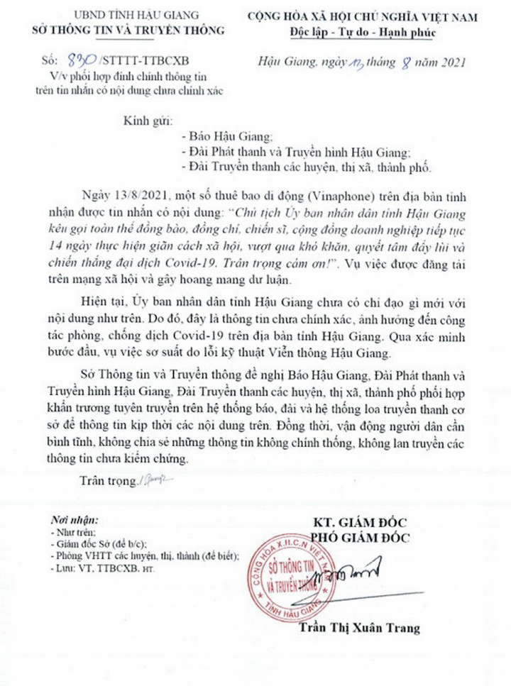 Hậu Giang: 73.200 thuê bao nhận thông báo giãn cách thêm 14 ngày do lỗi kỹ thuật - 2