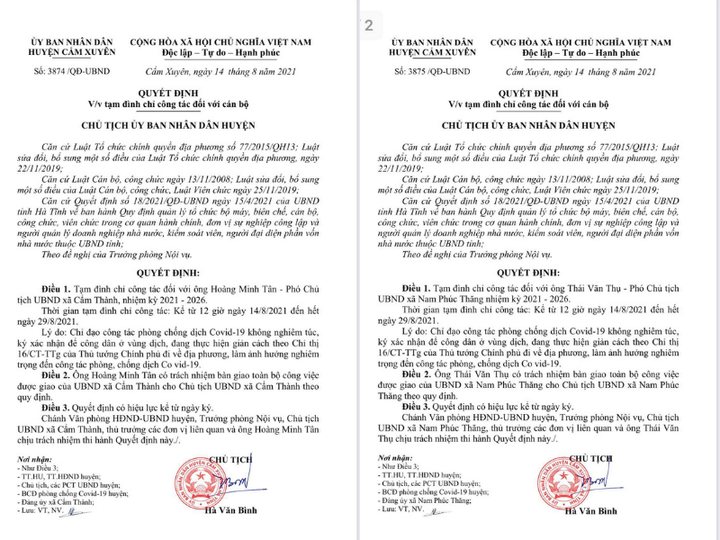 Hà Tĩnh: Ký xác nhận cho người về từ vùng dịch, 2 phó chủ tịch xã bị đình chỉ - 1