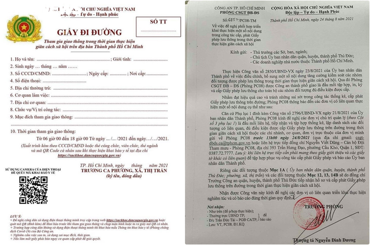 TP.HCM đổi giấy đi đường mới từ 0h ngày 25/8 - 1