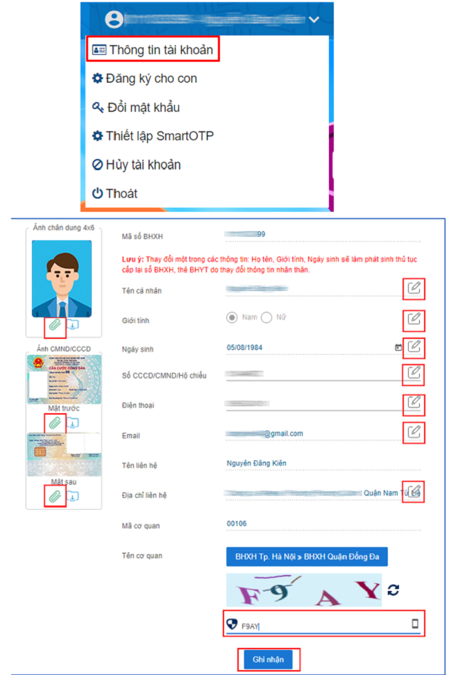 Hướng dẫn thay đổi thông tin giao dịch điện tử cá nhân với cơ quan BHXH - 3