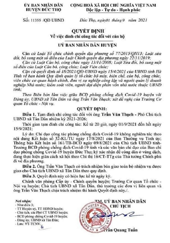 Ký giấy cho người ở vùng dịch về quê, Phó chủ tịch xã bị đình chỉ - 1