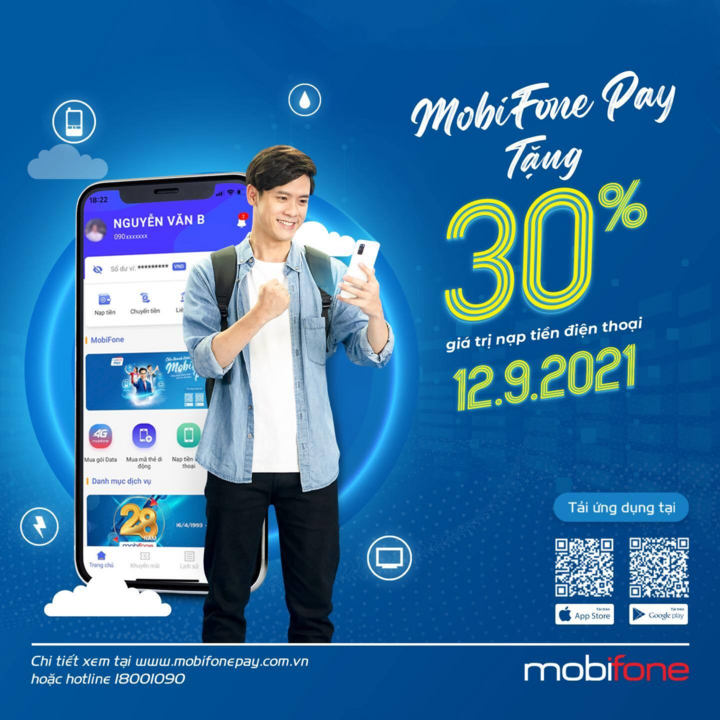 Tải MobiFone Pay nhận ngay khuyến mại 30% khi nạp tiền điện thoại - 1