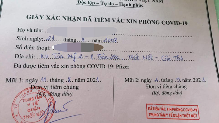 Thông tin 57 trẻ dưới 18 tuổi ở Cần Thơ tiêm vaccine phòng COVID-19 là chính xác - 1