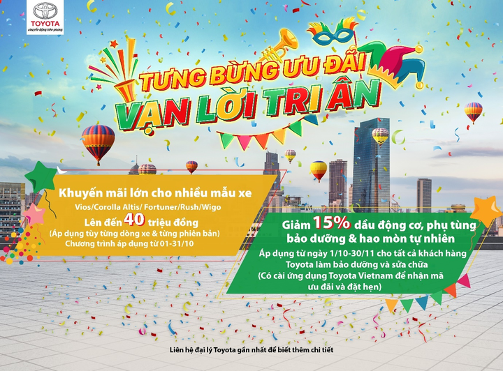 Toyota tung gói ưu đãi bán hàng và dịch vụ tri ân khách hàng trong tháng 10 - 1