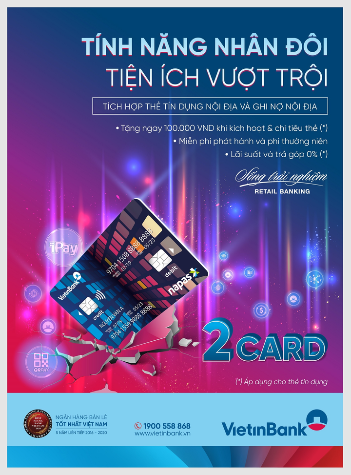 Tính năng nhân đôi, tiện ích vượt trội với thẻ nội địa VietinBank 2Card - 1