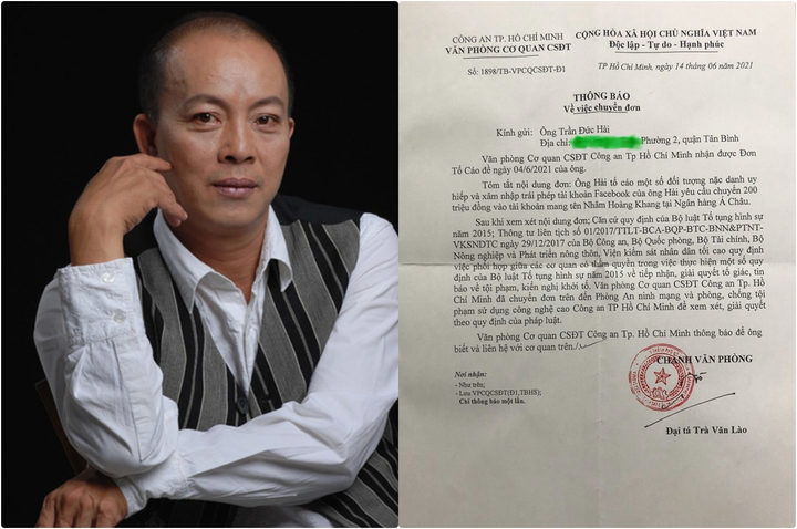 Nghệ sĩ Đức Hải tố cáo người mang tên 'Nhâm Hoàng Khang' uy hiếp, tống tiền - 1