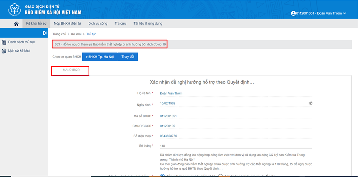 Các bước để lao động nhận tiền hỗ trợ từ Quỹ Bảo hiểm thất nghiệp online - 4