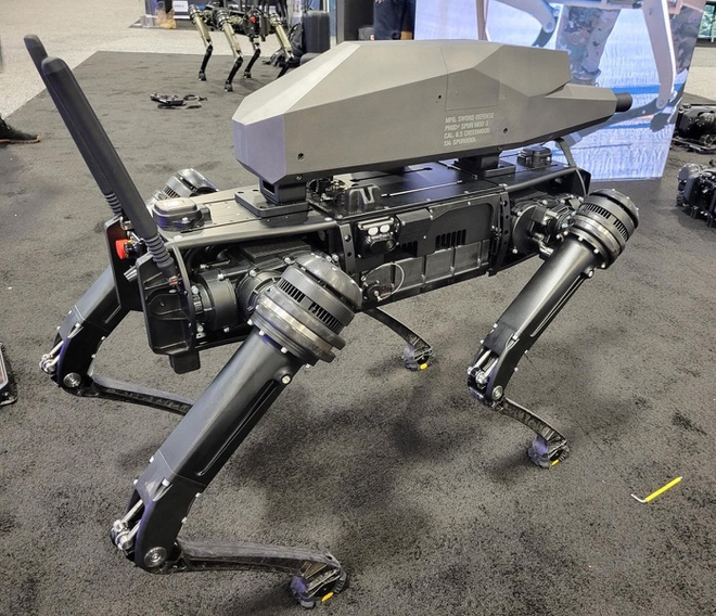 Robot chó cõng súng trên lưng, tự động nhắm mục tiêu - 1