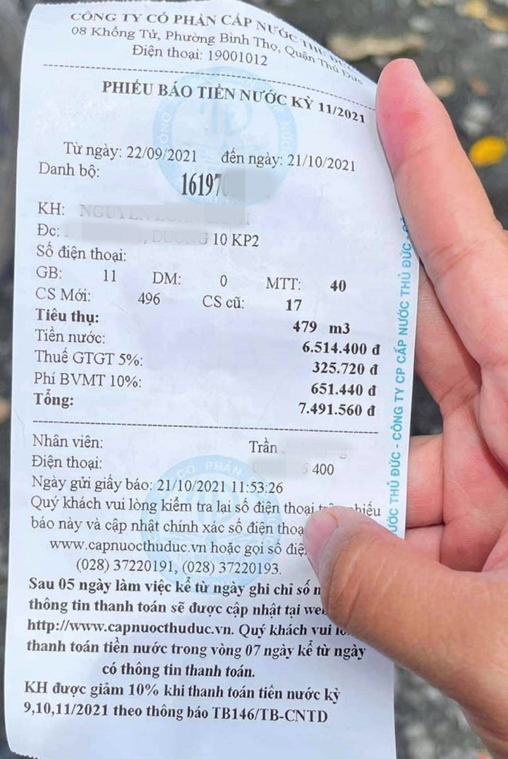 Xôn xao thông tin hoá đơn tiền nước hơn 7 triệu đồng/tháng ở TP.HCM - 1