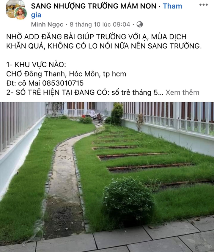 Không gánh được chi phí, nhiều chủ cơ sở mầm non ở TP.HCM phải rao bán trường - 2