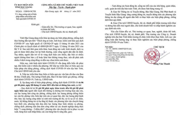 Hậu Giang yêu cầu người dân không ra đường vào ban đêm để kiểm soát dịch - 1