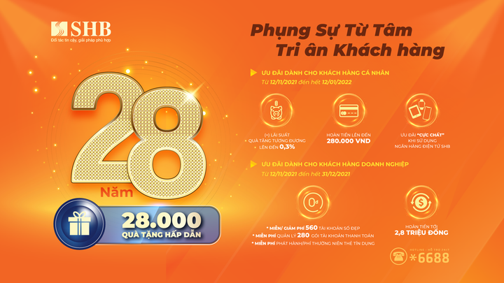 Tưng bừng sinh nhật 28 năm: SHB dành 28.000 quà tặng để tri ân khách hàng - 2