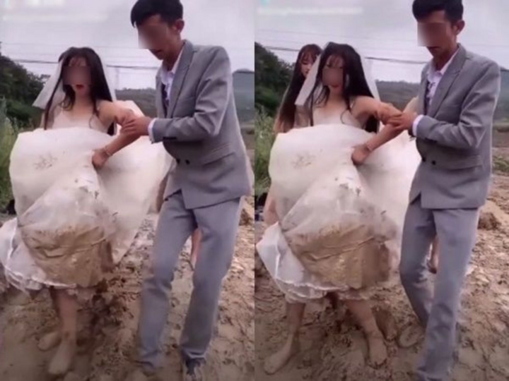 Chú rể dìu cô dâu vượt đường sình về dinh và cái kết cười ra nước mắt - 1