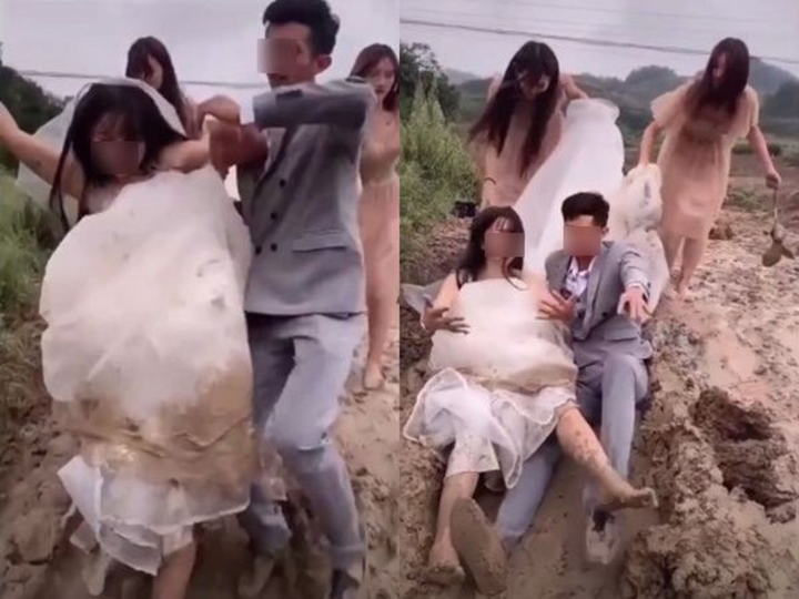 Chú rể dìu cô dâu vượt đường sình về dinh và cái kết cười ra nước mắt - 2