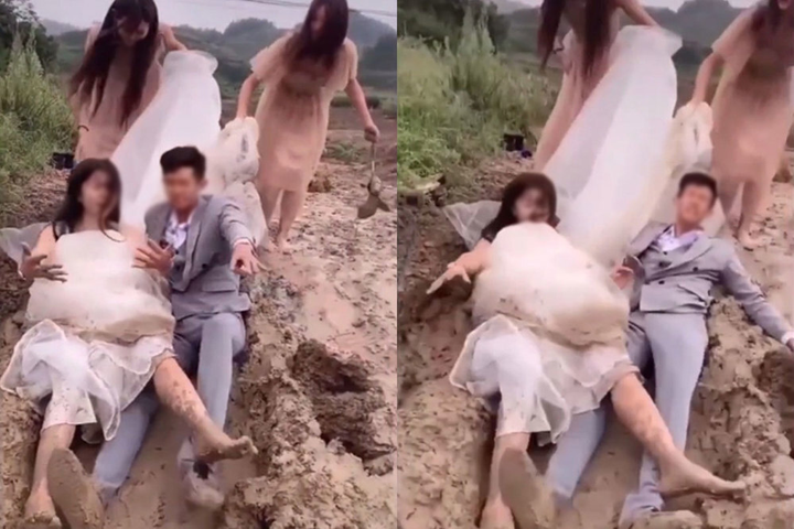 Chú rể dìu cô dâu vượt đường sình về dinh và cái kết cười ra nước mắt - 3