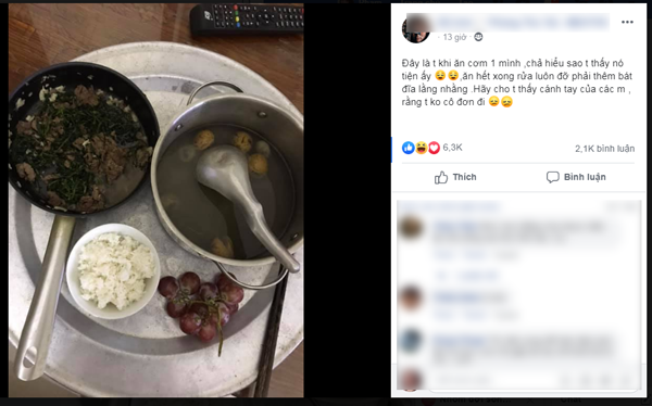 Chàng trai chia sẻ cảnh ăn cơm một mình bỗng bị dân mạng mắng vì 1 chi tiết - 1