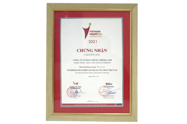 Hưng Thịnh land lọt Top 50 doanh nghiệp lợi nhuận xuất sắc Việt Nam năm 2021 - 3