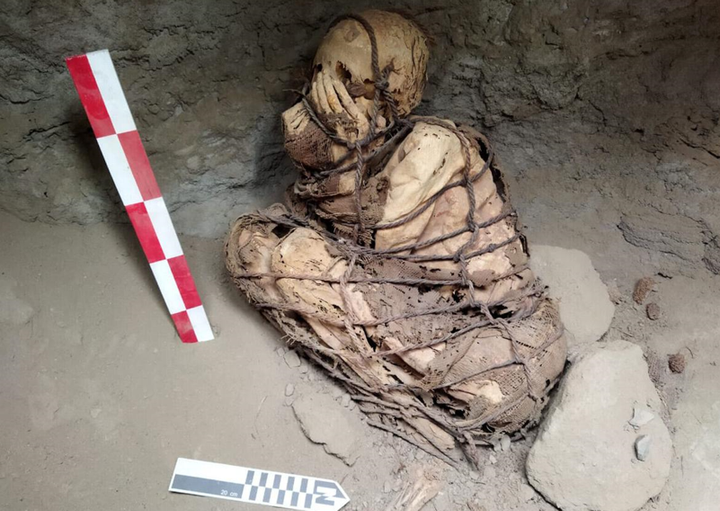 Xác ướp cuốn dây thừng quanh người, tay ôm mặt khiến giới khảo cổ kinh ngạc - 1