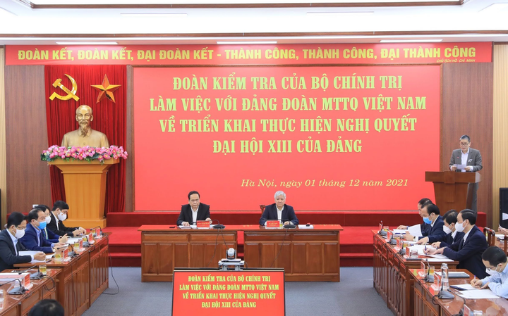 Đoàn kiểm tra của Bộ Chính trị làm việc với Đảng đoàn MTTQ Việt Nam - 1