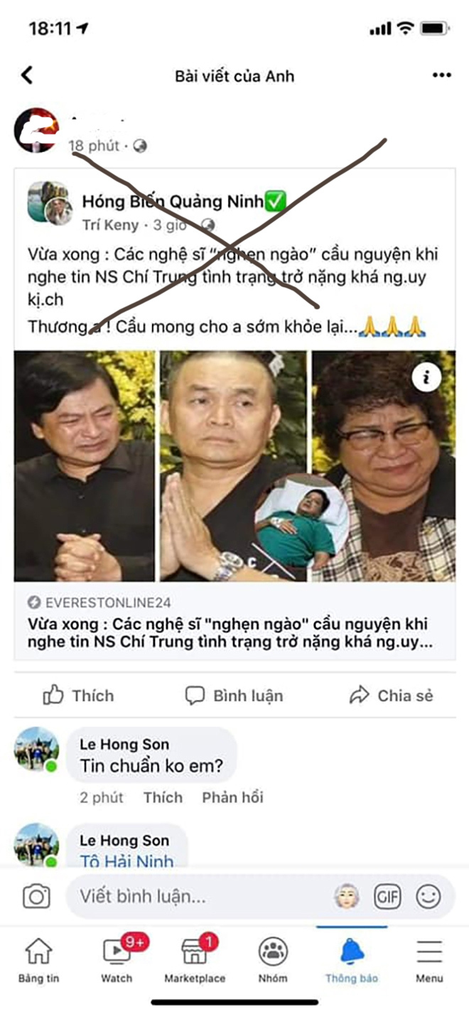 NSƯT Chí Trung bức xúc khi bị đồn bệnh tình nguy kịch - 1