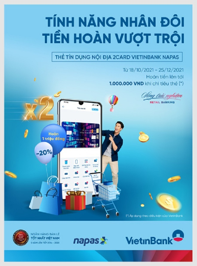 Hoàn 20% giá trị chi tiêu với thẻ tín dụng nội địa VietinBank 2Card Napas - 1