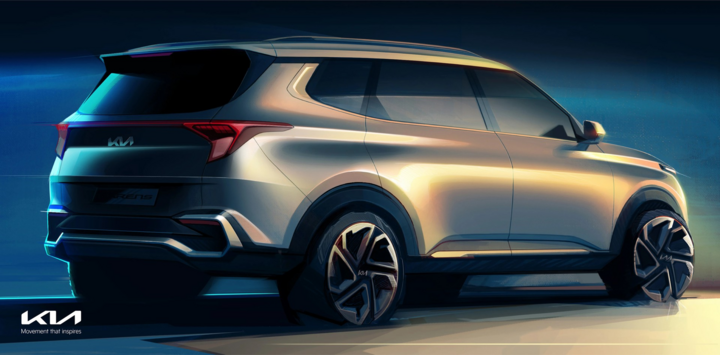 Lộ ảnh phác thảo Kia Rondo 2022 trước ngày ra mắt - 1