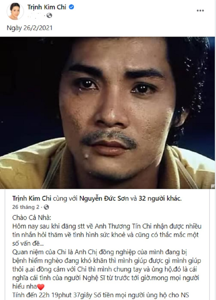 Trịnh Kim Chi công khai toàn bộ số tiền quyên ủng hộ nghệ sĩ Thương Tín - 1