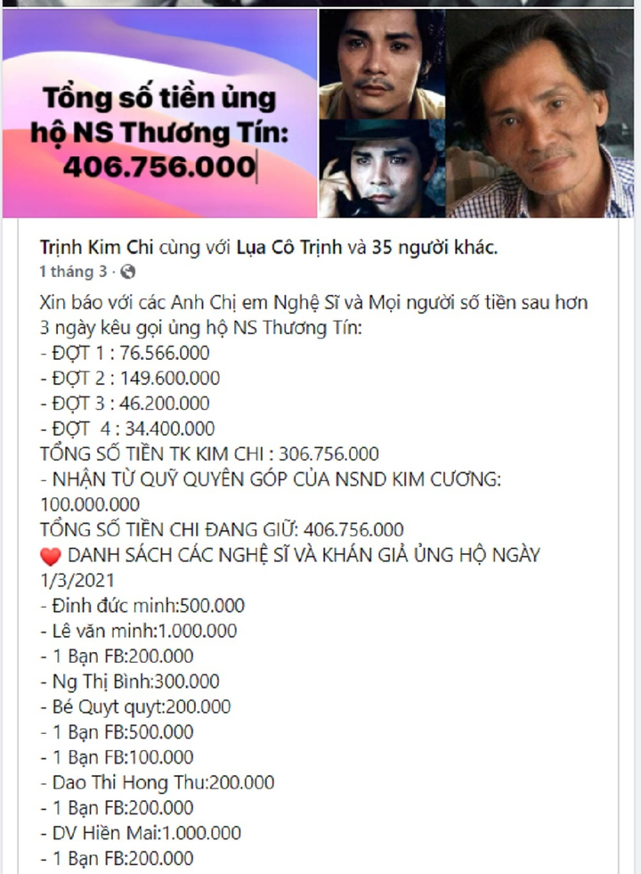 Trịnh Kim Chi công khai toàn bộ số tiền quyên ủng hộ nghệ sĩ Thương Tín - 2