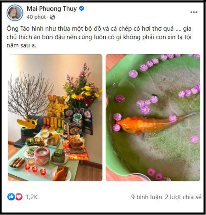 Sao Việt khoe mâm cỗ cúng ông Công ông Táo - 2